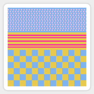 Polka Dots Stripes Checker Pastel Colors Patchwork Sticker